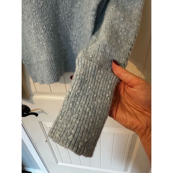 Rebecca Taylor Optic Tweed Balloon Sleeve Blue White Pullover Sweater Size Small - Picture 9 of 16